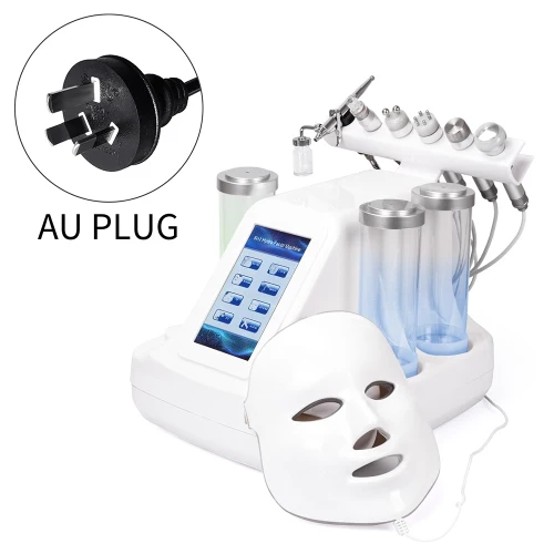 AU Plug 7 в 1 Hydra дермабразия Aqua Peel чистая уход за кожей BIO Light RF вакуумная Очистка лица Гидро Вода кислородная струйная очистка машина - Цвет: AU Plug