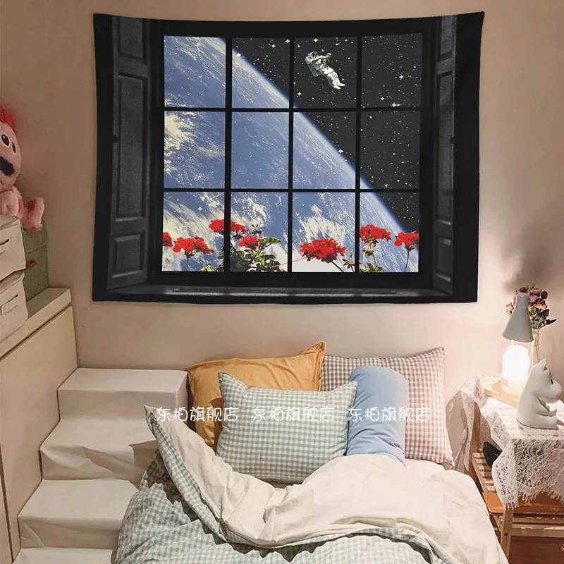 

Outside The Window Astronauts' Bedroom Background Cloth Bedside Dormitory Wall Covering House Renovation Ins Decoration Tapestry