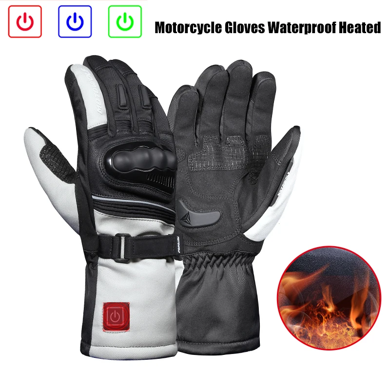Мотоциклетные перчатки с подогревом зимние теплые лыжные сенсорным экраном