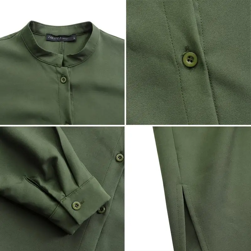 

Women Side Split Blouse ZANZEA 2021 Vintage Autumn Shirts Casual Long Sleeve Button Blusas Female Thin Cardigans Tunic