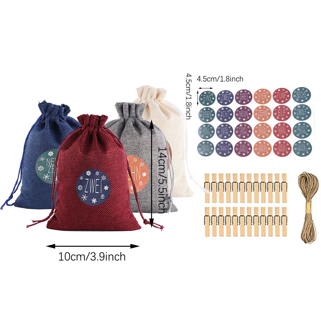 

2020 Christmas Pattern Candy Bag 1-24 Advent Calendar Bundle Cotton Linen Gift Bag Christmas Hot Sale Gift Bag F Fast Ship
