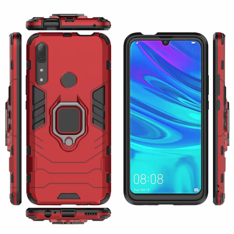 

Phone Case For Huawei P smart Z Magnetic Ring Holder Matte Hard PC Armor TPU Case For Psmart Plus Y9 Prime 2019 Silicone Cover