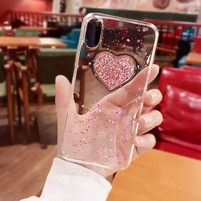 Чехол для xiaomi mi 9 8 lite A1 A2 lite A3 чехол F1 красный mi 7 7A Note 5 6 7 8 Pro милый Блестящий Прозрачный чехол для телефона с изображением русалки - Цвет: pinK love