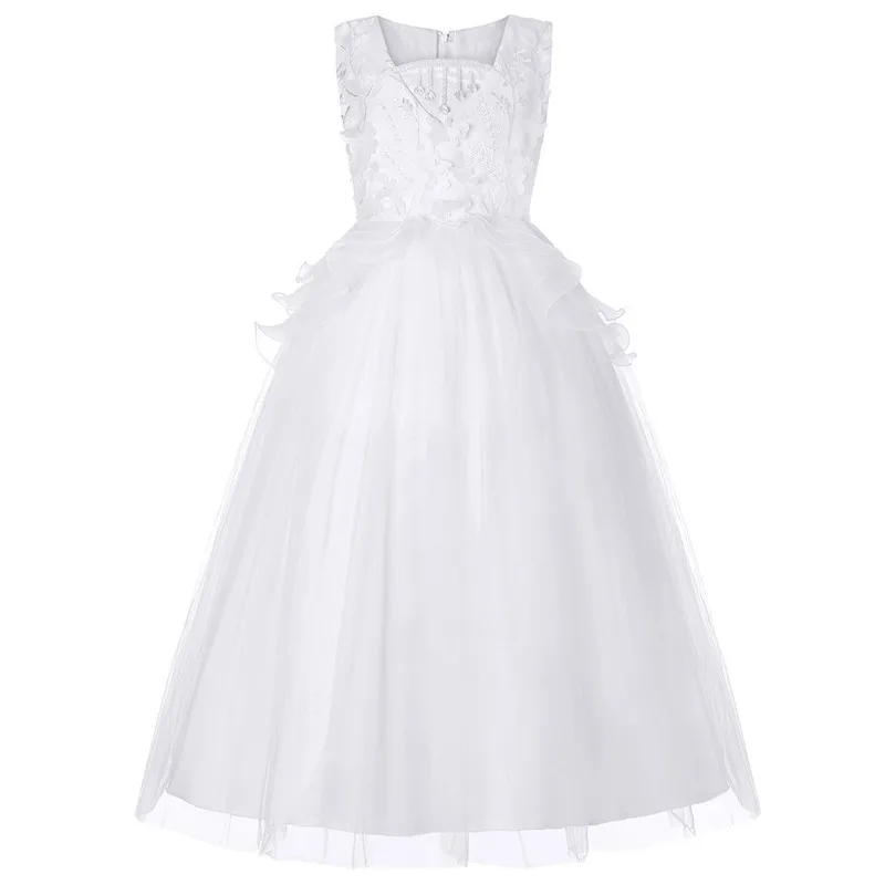 

Vintage Bow-knot Girls Dress for Wedding Evening Children Princess Party Long Gown Kids Dresses for Girls Formal Clothes 4-14T