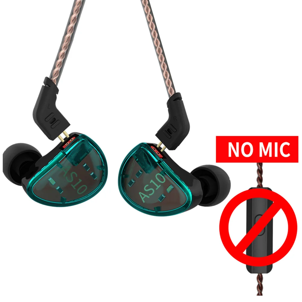 

3.5mm 5BA Balanced Armature Driver Noise Cancelling Earbuds AS10 Headphones HIFI Bass Earbuds In Ear Monitor Earphones Sport