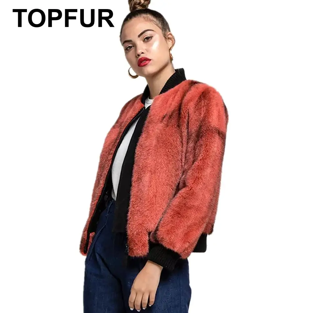 Женская норковая шубы TOPFUR зимние меховые из натурального меха норки Весенняя