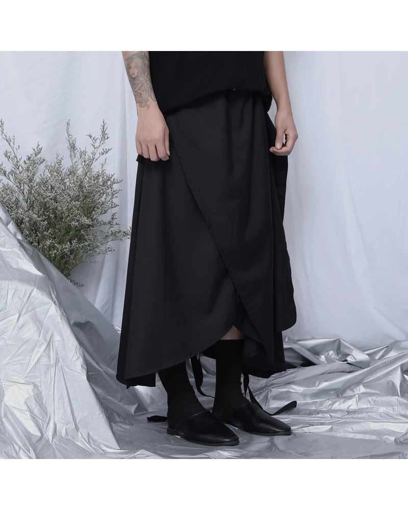 Дизайнерские мужские брюки кюлоты Yamamoto темно черного цвета для сценического