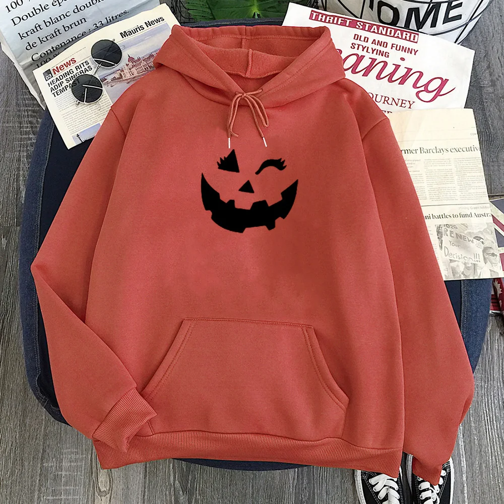 

Halloween Winking Pumpkin Hoodie 2021 Halloween Costume Sweatshirt Cartoon Casual Pullovers Plus Size Hoodies Womens Winter new