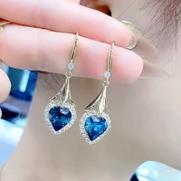 925 new fashion luxury diamond heart shaped temperament goddess style crystal earrings for women fine jewelry gift wholesale