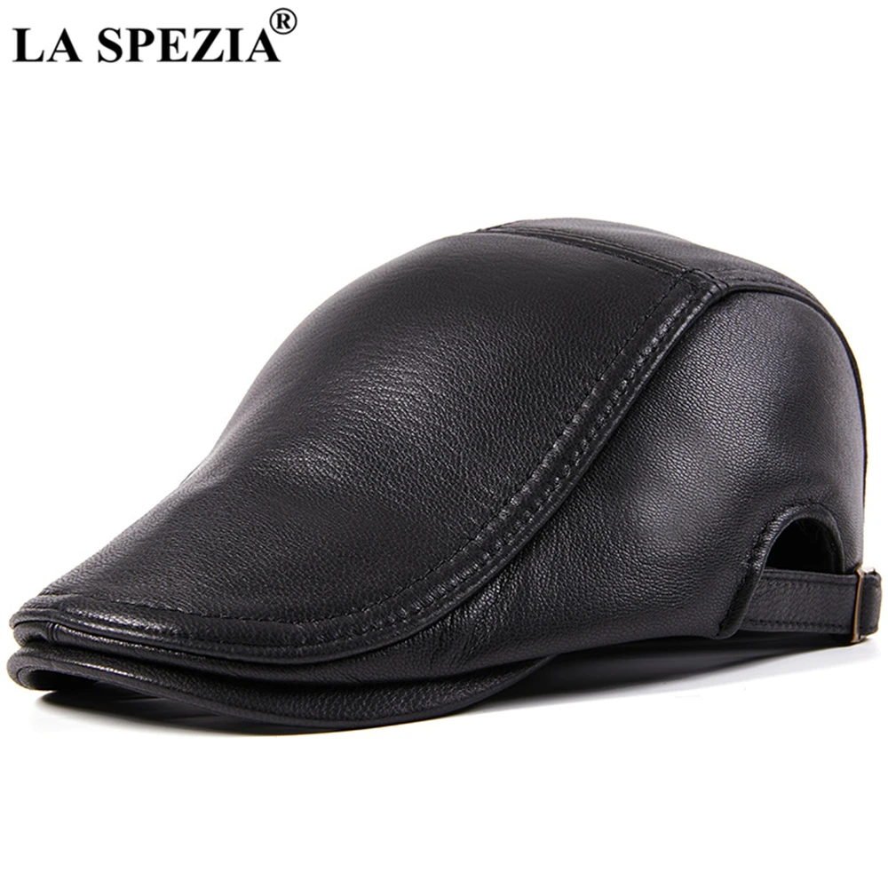 

flat caps for men Genuine Leather beret hat Adjustable Black Brown Sheepskin Autumn Winter High-End Driving Caps