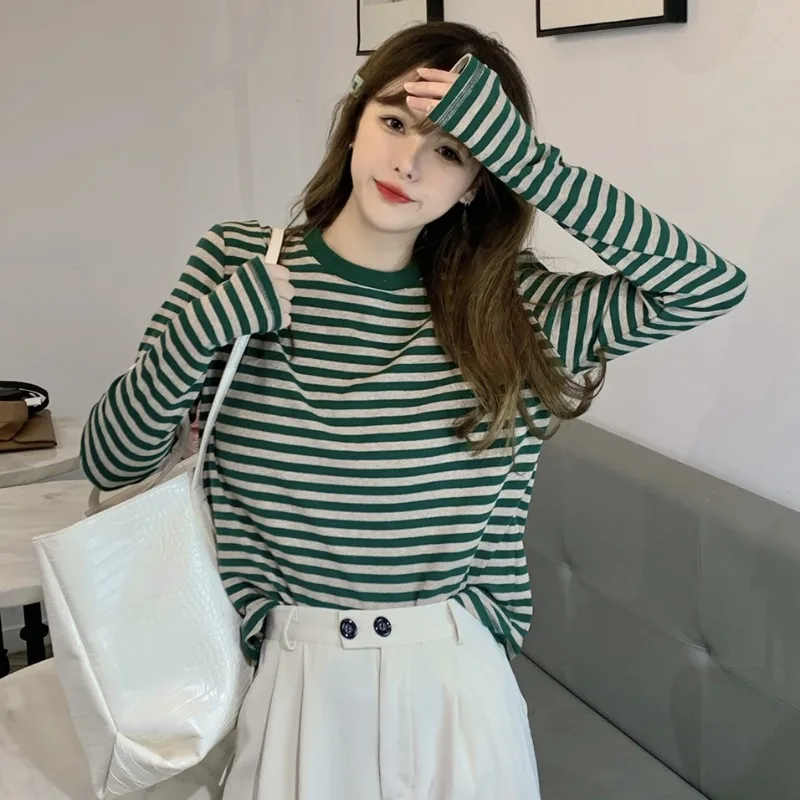 Весна 2021 Новинка корейский стиль контрастные цвета полосатый свитер Женская