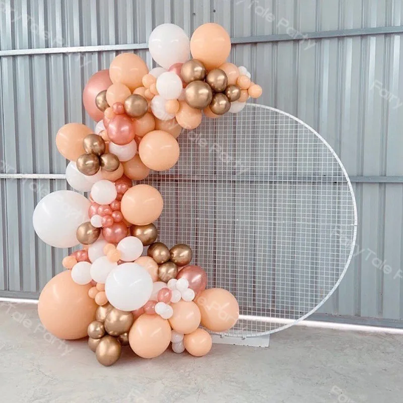 

133pcs Cream Peach Balloon Garland White Rose Latex Balloons Arch Chrome Copper Globos Baby Shower Birthday Party Weddling Decor