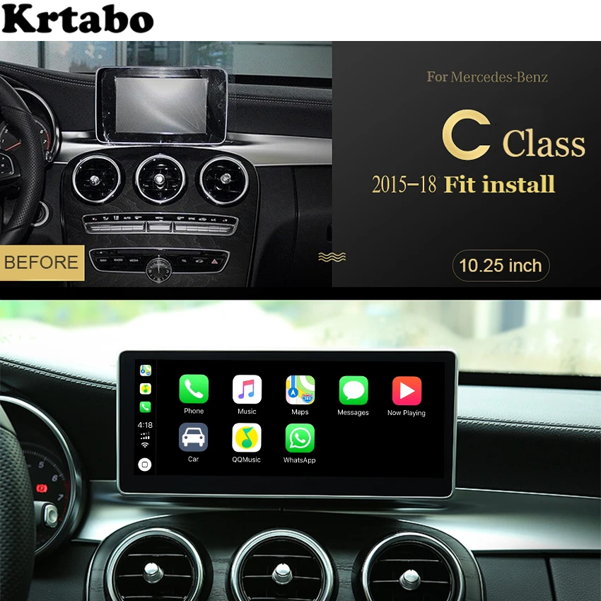 Автомагнитола Android мультимедийный плеер для Mercedes Benz C Class S205 W205 GLC 2014-2019 10,25-дюймовый сенсорный экран GPS включен