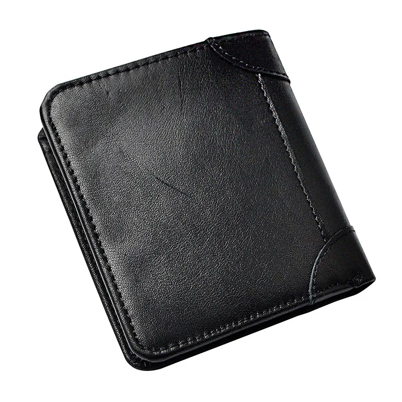 Роскошный черный кошелек из натуральной кожи с передним карманом Мужской