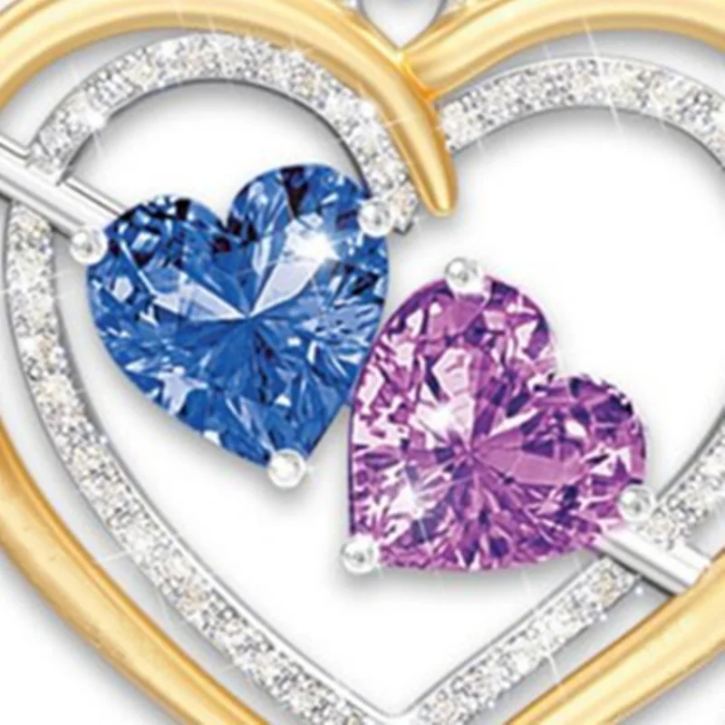 

60pcs/ lote VOVT Brand Couples love shape double color pendant S925 silver birthday stone necklace for women choker wholesale