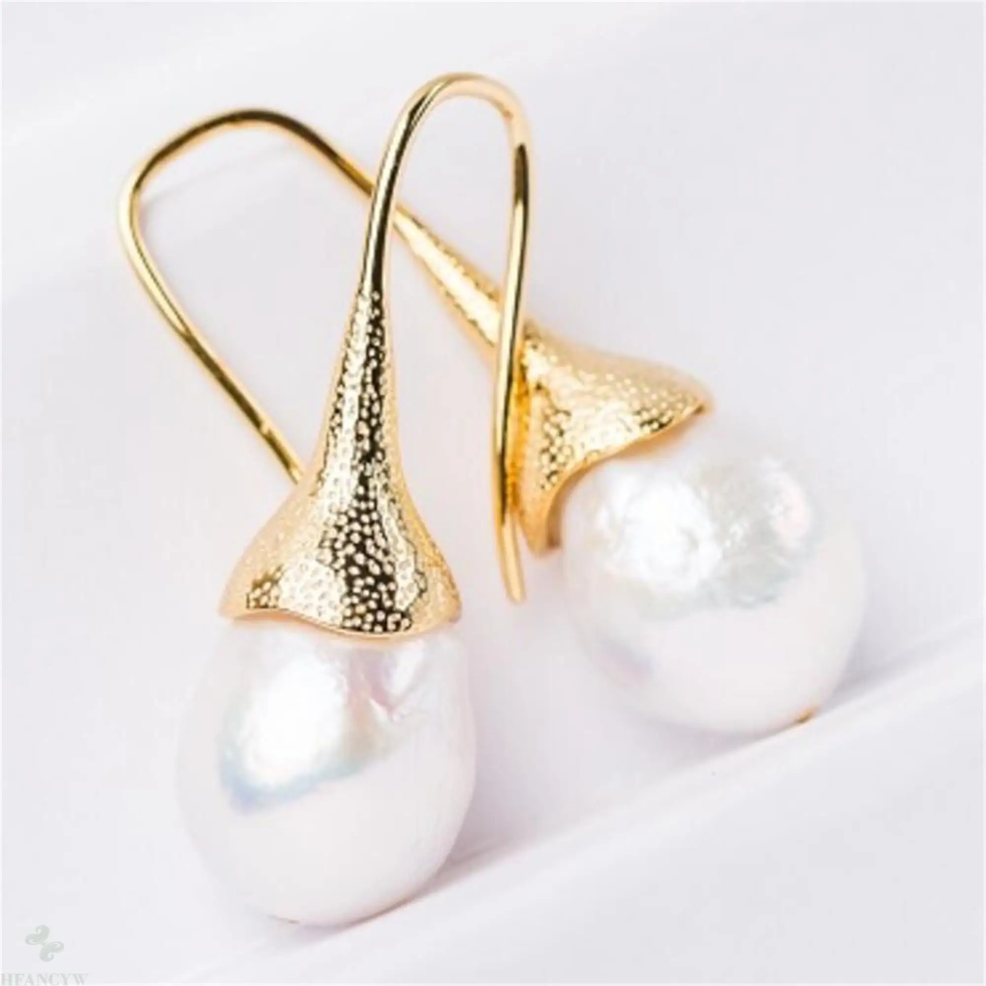 12-13 мм белые серьги с барочным жемчугом золотые Висячие модные Необычные