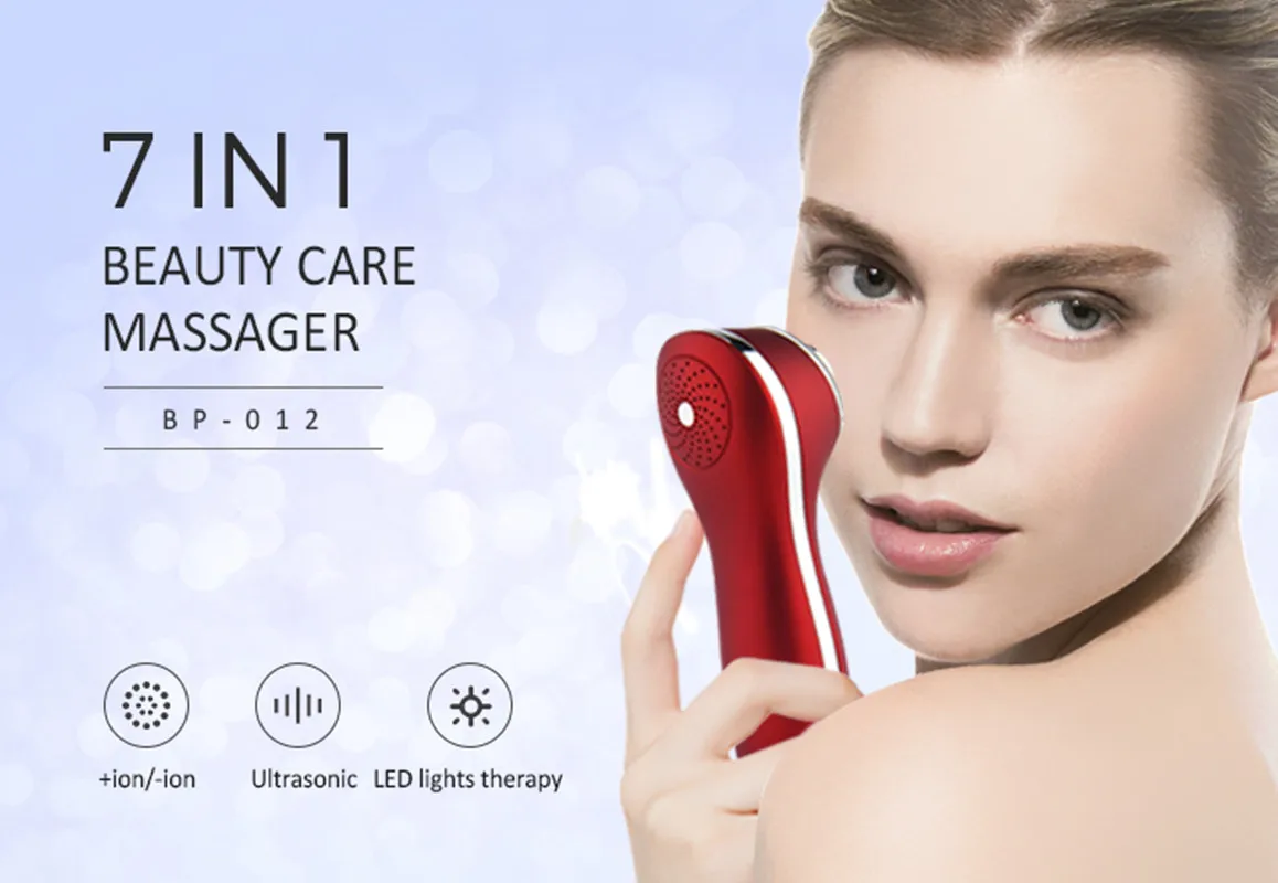 Multifunction 7 in 1 Ultrasonic Led Beauty Skin Device Light Therapy Facial Massager Wand For Face Beauty Health Skin Care