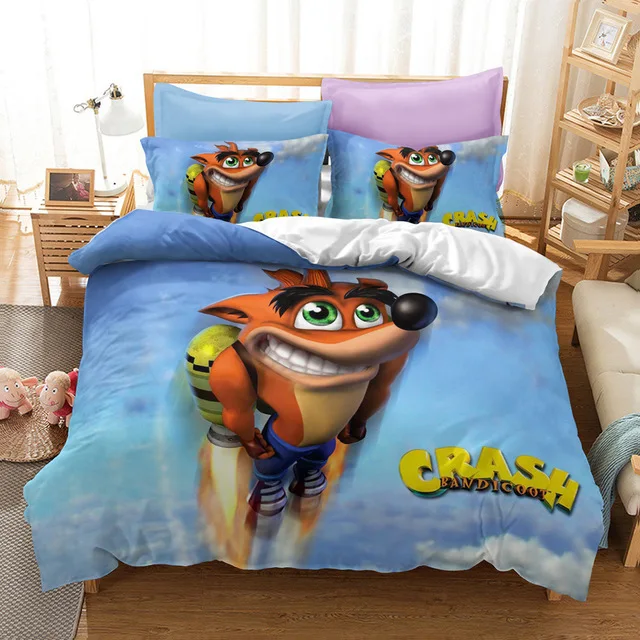 

Cartoon Crash Bandicoots Bedding Sets US/EU/AU Size Kids Quilt Bed Cover Cute Duvet Cover Pillow Case 2-3 Pcs Set Adult Children