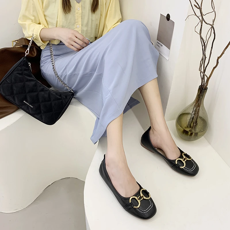 Женские балетки наряд Снова в школу для девочек Осенние плоские лоферы с пряжкой