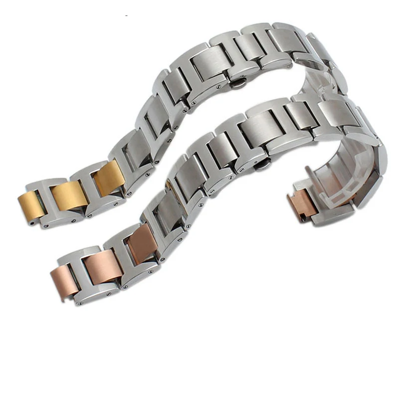 

20mm 22mm For Cartier Blue Balloon Strap Stainless Steel Solid Watch With Raised Bracelet Watch Accessories Replacement Strap