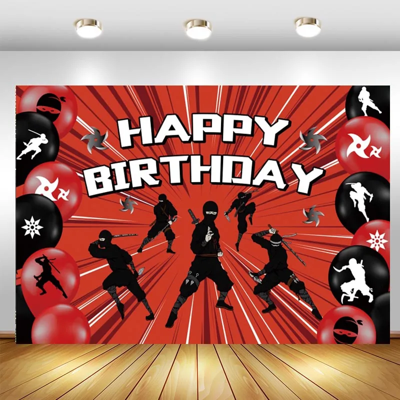 

Ninja Birthday Party Backdrop Decoration Warrior Banner Photography Background Photo Booths Studio Props Wall Hanging