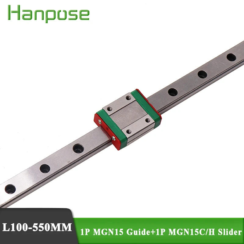 

1PCs 100 200 300 400 500mm MGN15 Linear Rail Guide + 1PCS MGN15C MGN15H slider For ball screw motor module accessories