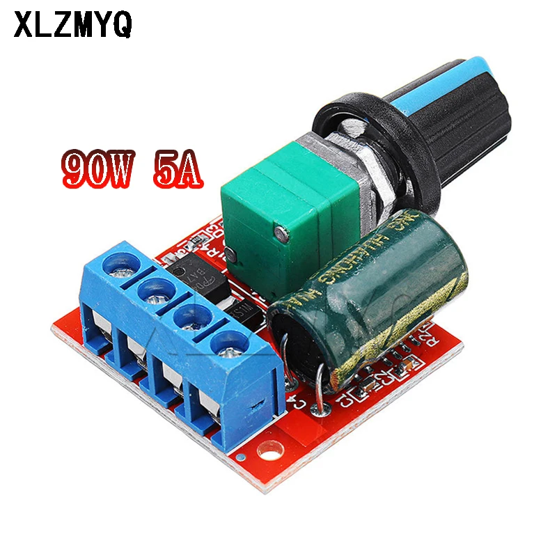 

10PCS/ Mini DC Motor PWM Speed Controller Module 3V 6V 12V 24V 35VDC 90W 5A DC Motor Speed Regulator Control Switch LED Dimmer
