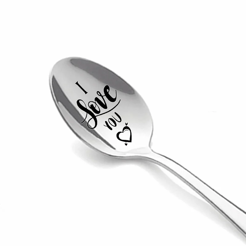 

2021 Valentines Day Gift Stainless Steel Spoon For Girlfriend Boyfriend Gift Letters Mr&Mrs Wedding Decoration Gifts for Guests