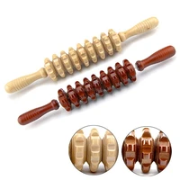 wood trigger point stick masage 9 wheels wooden handheld fat burn body massager 2 colors for health care wood therapy