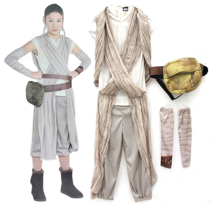 Детские классические костюмы для косплея на Хэллоуин Рей комбинезон джедая