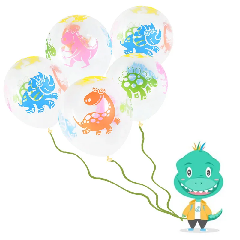 

10pcs Dinosaur Party Balloons Latex Clear Balloon Dinosaur Pattern Jungle Wild Animal Party Decorations Birthday Decor Supplies