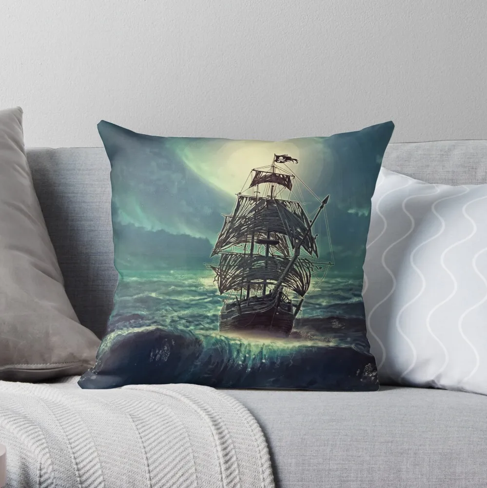 

Ghost Pirate Ship at Night Throw Pillow Pillowcase Cushion Cover Home Decorative Sofa Pillow Cover Cushion Cover 40x40cm 45x45cm