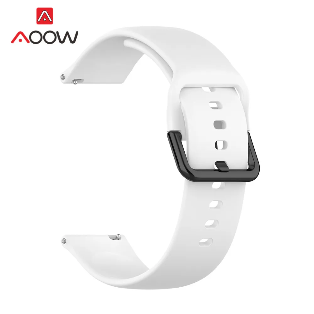 White AOOW 20 мм ремни для samsung Galaxy Active 2 R830 R820 R500 Spor черный браслет с пряжкой ремешок для Galaxy Watch 42 мм gear S2 - Цвет ремешка: White