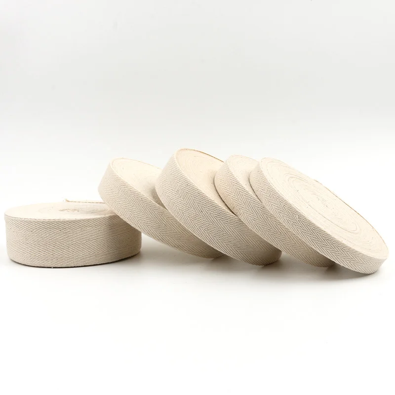 Натуральная бежевая тесьма Biais coton плетеная из мерсерии для шитья хлопковая