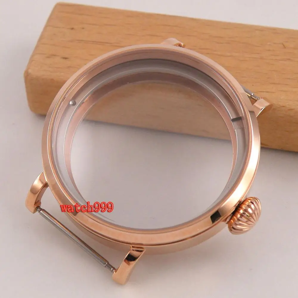 Высокое качество 46 мм полированная нержавеющая сталь розовый золотой чехол для