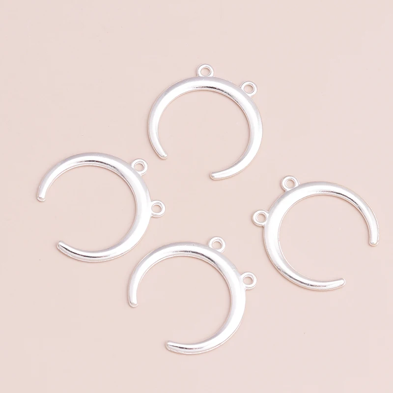 

10pcs Gold Silver Color Connectors Beads Moon for DIY Making Necklaces & Bracelets 28x28mm Handmade Finding Jewelry Gifts