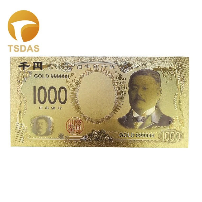Японские банкноты Красочные Позолоченные 24k Япония 1000 иен поддельные