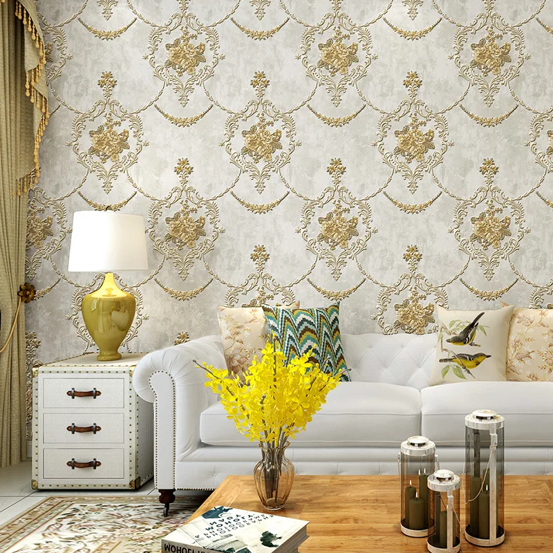 Классический американский Стиль 3D цветочные обои Home Decor для Гостиная Спальня стен полосы обои AB версия papel tapiz