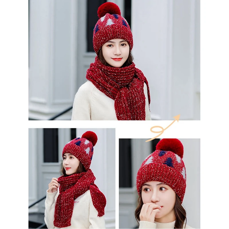 

Fashion New Winter Thick Warm Women's Knitted Handmade Scarf Retro Casual Pink Plush Bib Cute Scarf