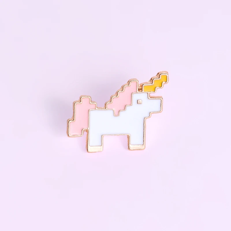 Пиксельная лошадь эмалированная булавка мультяшный милый угол брошь-лошадь
