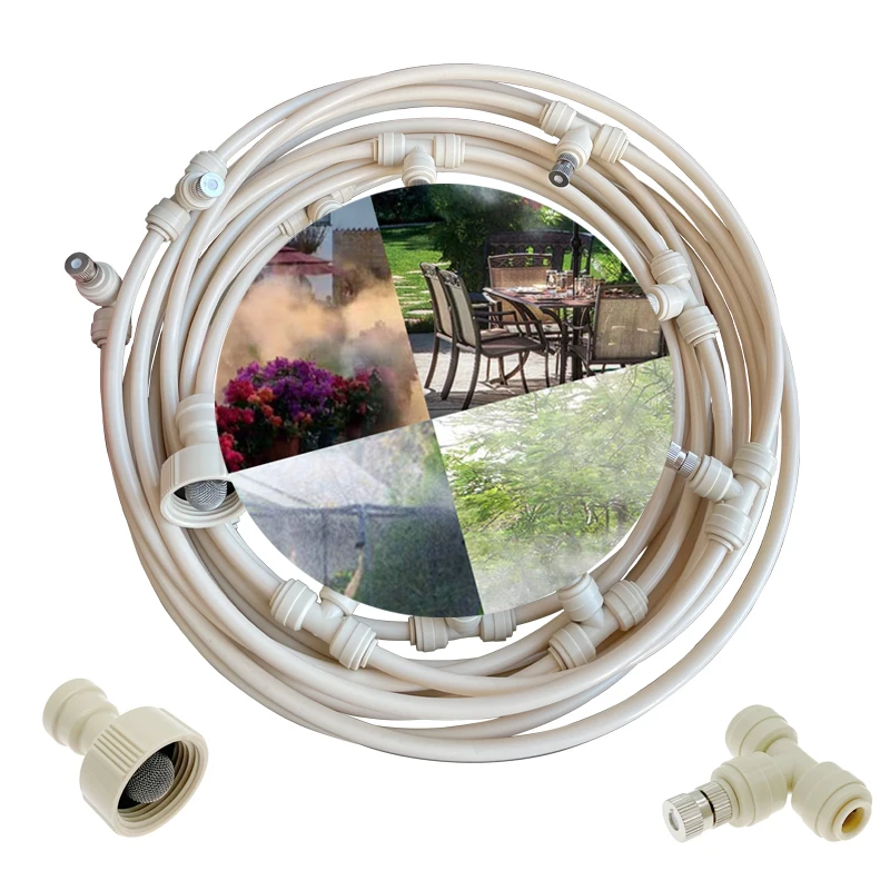 

Mist Cooling System Summer Sprinkler Brass Nozzles Outdoor Garden Greenhouse Injector Water Spray 6M-18M Watering Sets