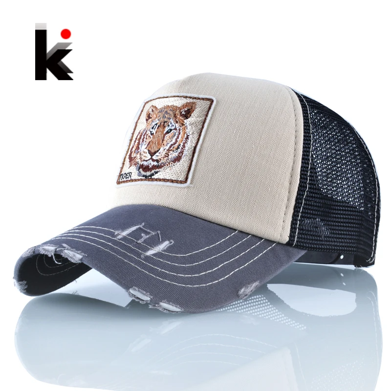 

Snapback Hip Hop sombreros de camionero para los hombres de malla transpirable huesos de tigre Gorras de beisbol de las mujeres