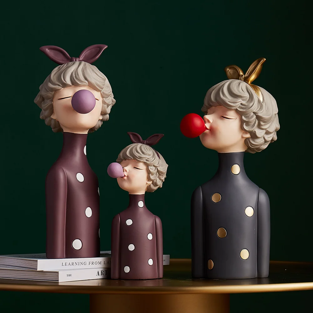 

Nordic Resin Abstract Sculpture Angel Statues Home Decoration Accessories Modern Girl Figures Lovely Statues For Decoration Gift