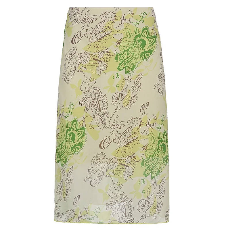 

Ins floral print high waist slim A-line skirt women's 2021 summer new women's wear