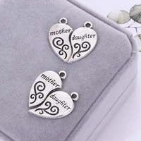 heart shaped antique silver plated pendant jewelry accessories found objects antique silver necklace charm connector jewelry ac
