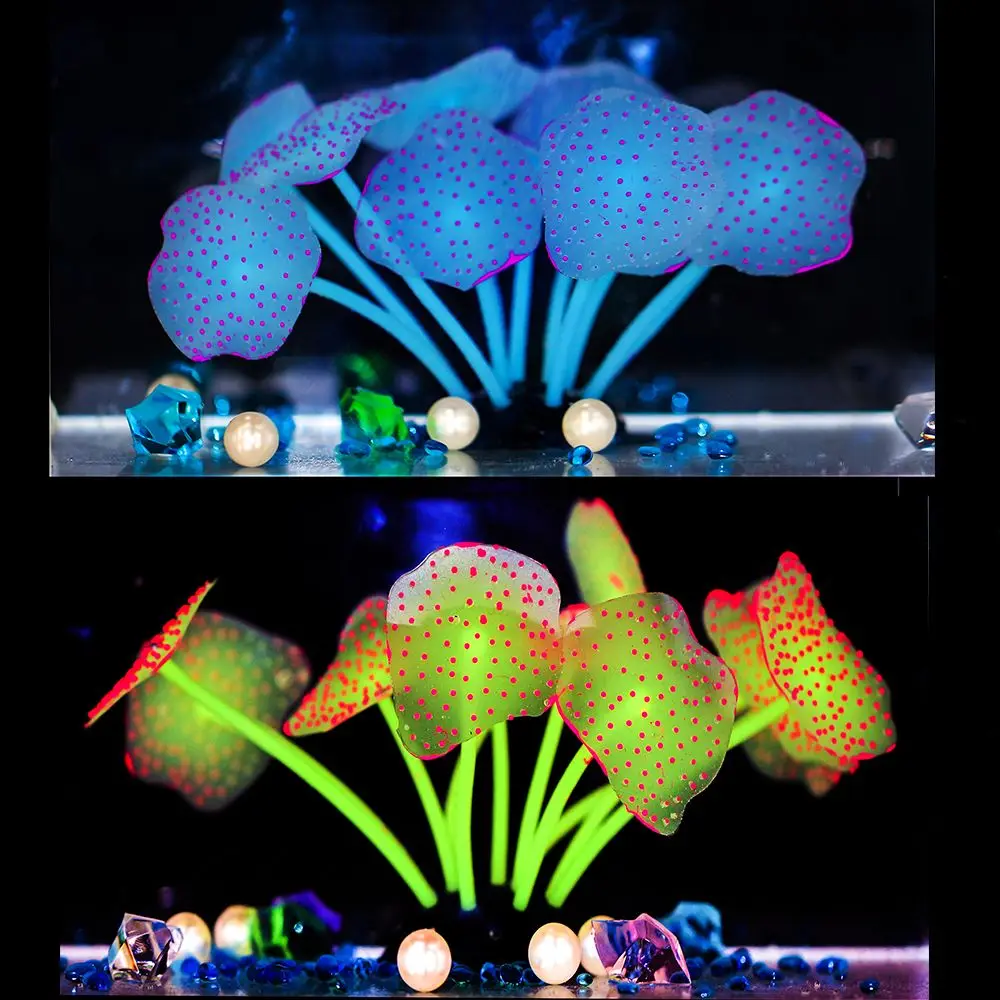 Светящиеся искусственные аквариумные коралловые растения 11 листьев силиконовое