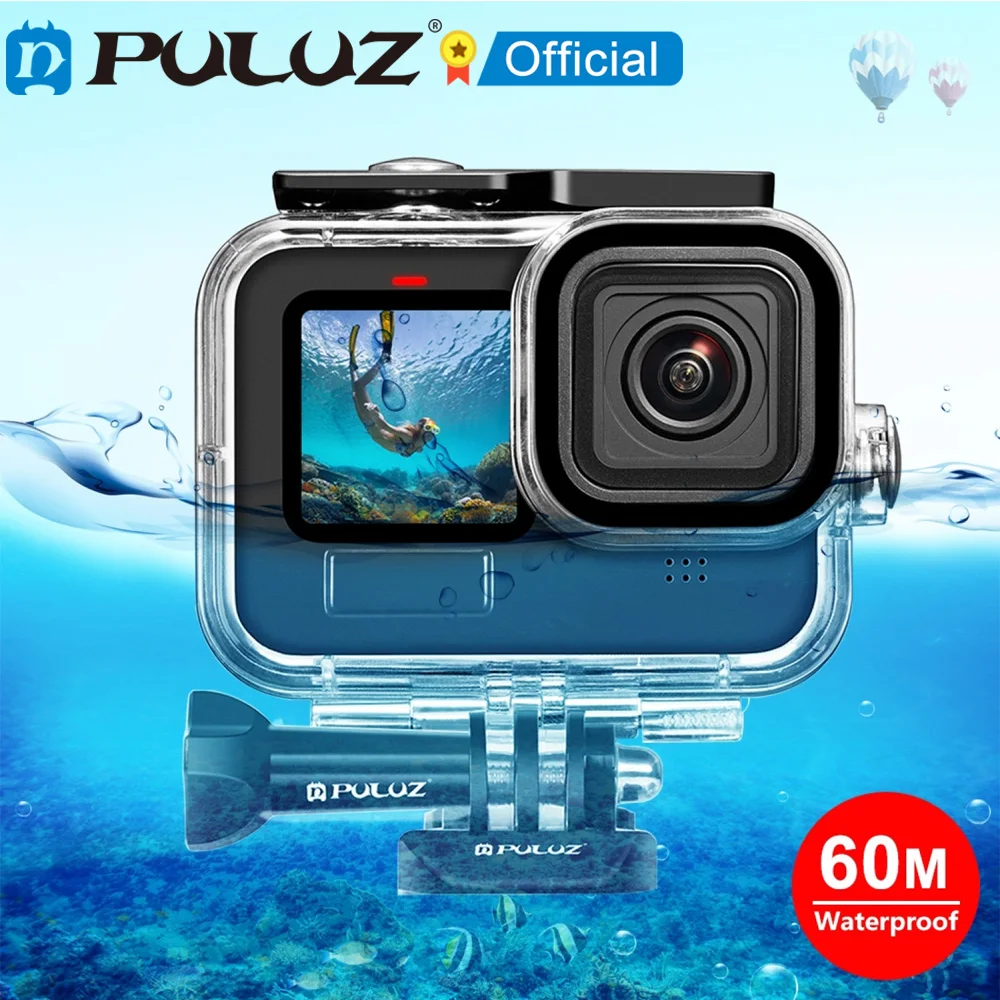 

PULUZ for GoPro HERO10 9 Black / HERO8 Black 60m Waterproof Housing Protective Case with Buckle Basic Mount & Screw Diving Cover