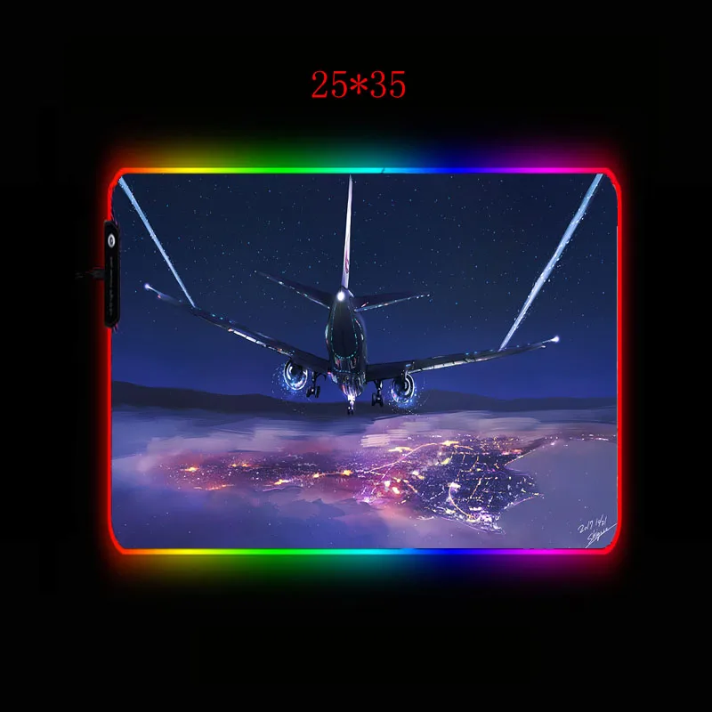 Самолет город облако небо RGB коврики для мыши демон Slayer красочный светящийся