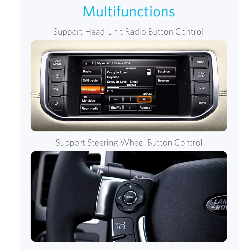 $72.89 Bluetooth 5.0 Car Kit for Range Rover Music Receiver Airdual Module for Land Rover 30 pin iPod Interface AUX Adapter for Jaguar