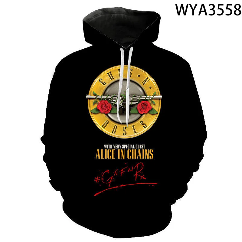 Толстовки унисекс с 3D-принтом Guns N Roses уличный пуловер длинным рукавом для